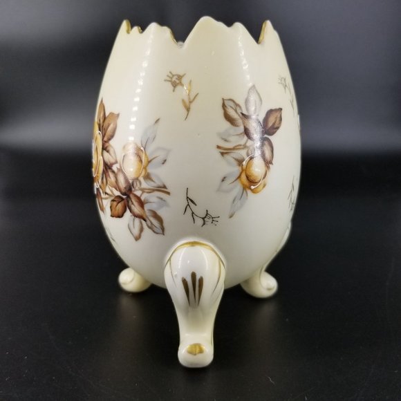Cracked Egg Footed Napco Ware Vase Dish Planter Porcelain Floral Flower 6H3199/L - Picture 8 of 11